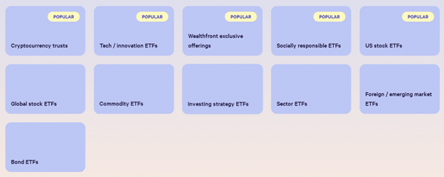 wealthfront fund options