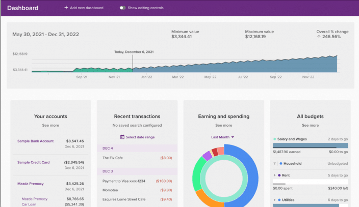 pocketsmith dashboard